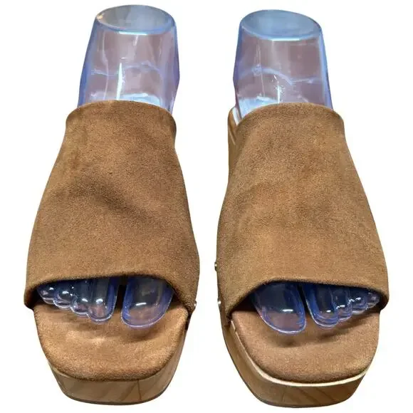 DOLCE VITA Dorando Women's 7.5 Clog Cognac Open Toe Platform Gold Studs - Picture 8 of 13